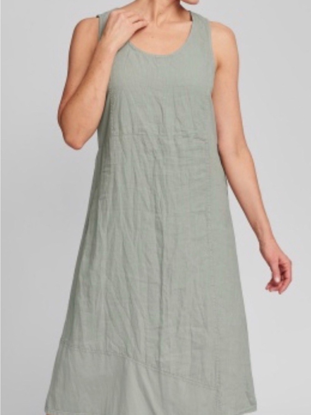 FLAX Designs Urban Midtown Medium Sleeveless A-Line Midi Dress in Sage